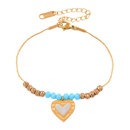 Fashion Heart Shape Titanium Steel Gold Plated Shell Bracelets 1 Piece