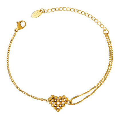 Fashion Heart Shape 304 Stainless Steel 18K Gold Plated Bracelets In Bulk