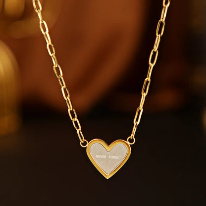 Fashion Heart Shape Titanium Steel Inlaid Gold Pendant Necklace 1 Piece