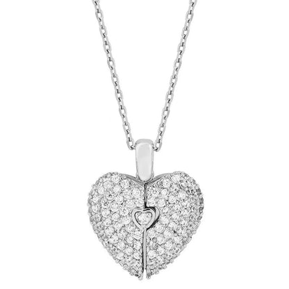 Fashion Heart Shape Titanium Steel Inlay Artificial Diamond Pendant Necklace 1 Piece