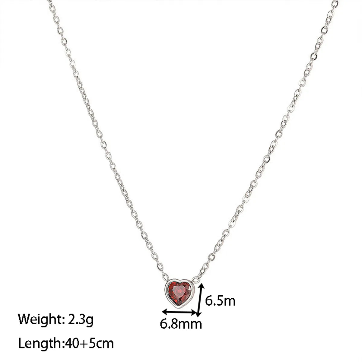 Wholesale Jewelry Fashion Heart Shape 304 Stainless Steel Zircon White Gold Plated Gold Plated Inlay Pendant Necklace