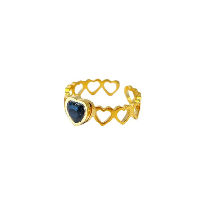 Fashion Heart Shape Titanium Steel Inlay Zircon Rings