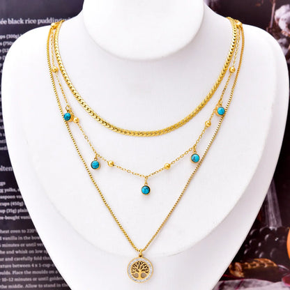 Fashion Heart Shape Titanium Steel Layered Inlay Zircon Layered Necklaces 1 Piece