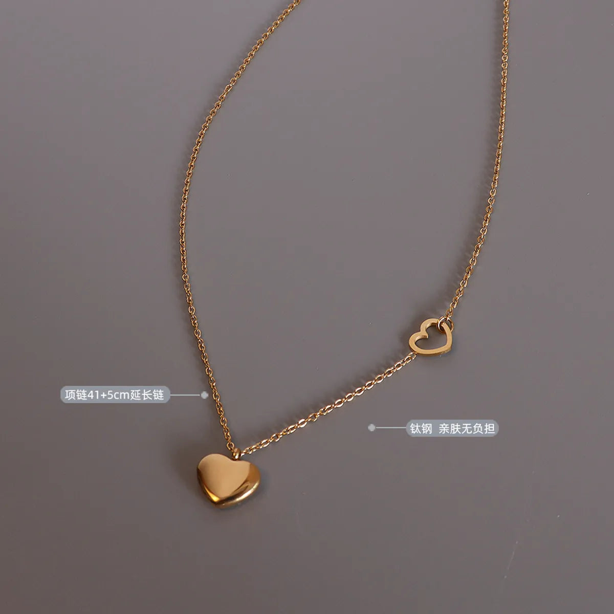 Wholesale Heart Titanium Steel Plating Necklace