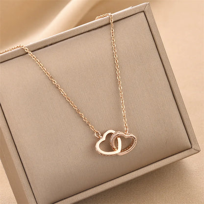 Wholesale Fashion Heart Shape Titanium Steel Copper Pendant Necklace