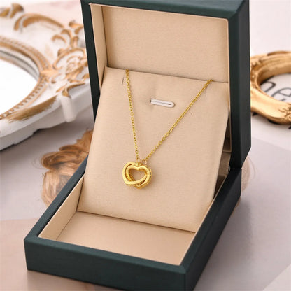 Wholesale Fashion Heart Shape Titanium Steel Copper Pendant Necklace