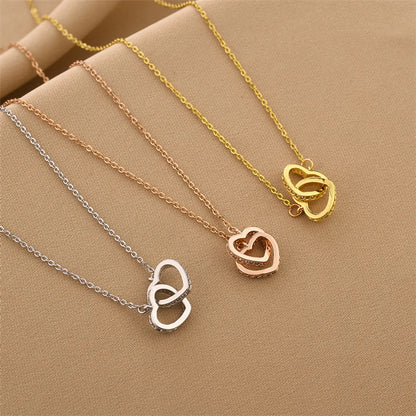 Wholesale Fashion Heart Shape Titanium Steel Copper Pendant Necklace