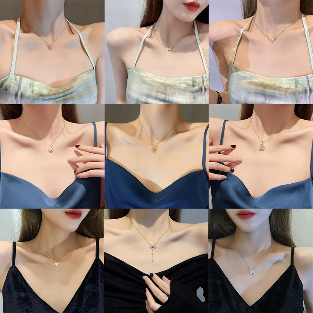 Fashion Heart Shape Titanium Steel Pendant Necklace Inlay Zircon Stainless Steel Necklaces 1 Piece