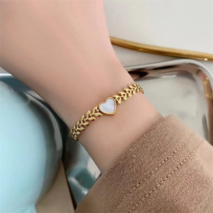 Fashion Heart Shape Titanium Steel Plating Bracelets 1 Piece