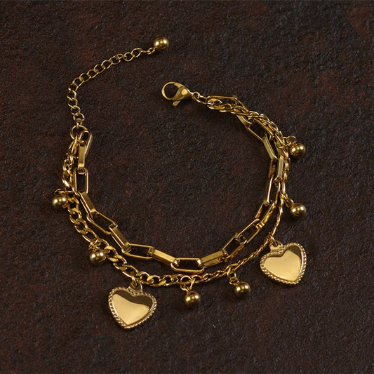 Fashion Heart Shape Titanium Steel Plating Bracelets