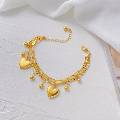 Fashion Heart Shape Titanium Steel Plating Bracelets