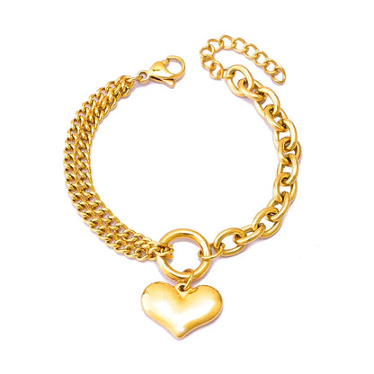 Fashion Heart Shape Titanium Steel Plating Bracelets 1 Piece