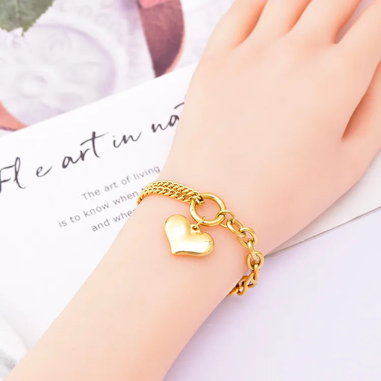 Fashion Heart Shape Titanium Steel Plating Bracelets 1 Piece