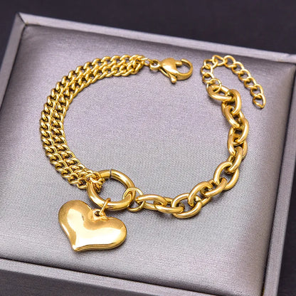 Fashion Heart Shape Titanium Steel Plating Bracelets 1 Piece