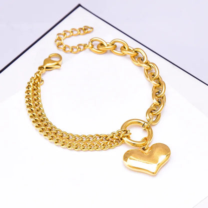 Fashion Heart Shape Titanium Steel Plating Bracelets 1 Piece