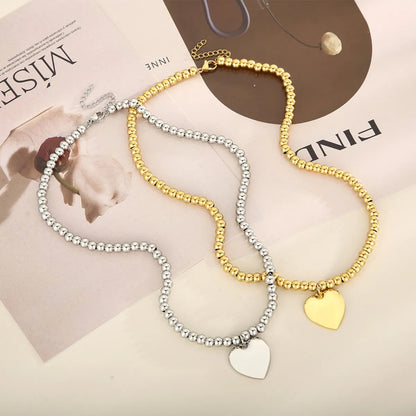 Fashion Heart Shape Titanium Steel Plating Bracelets Necklace