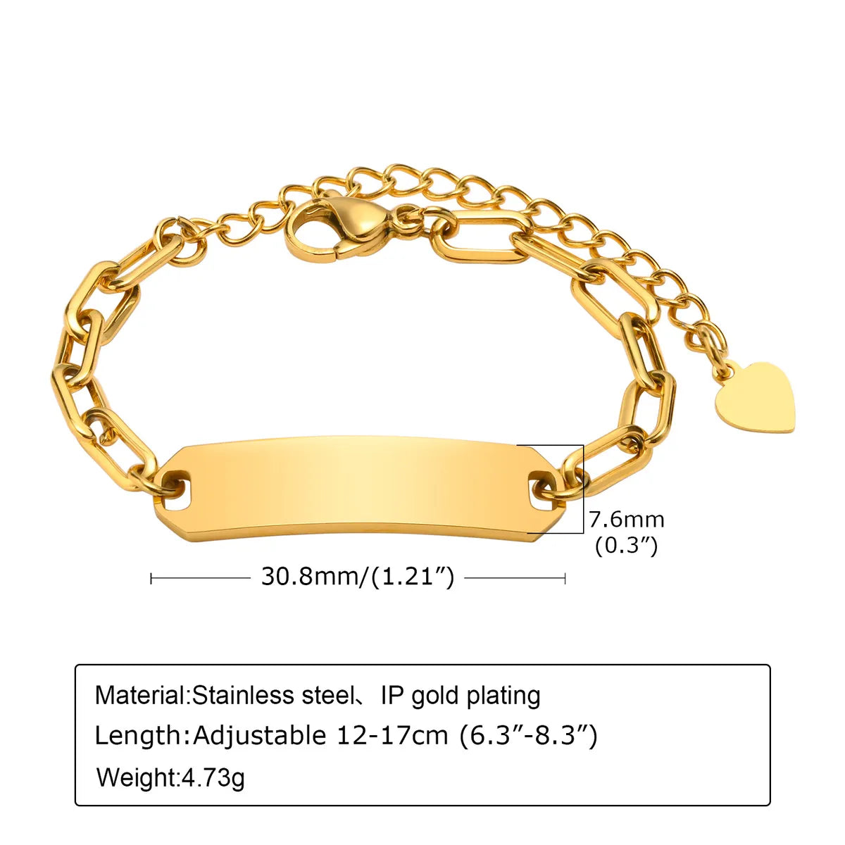 Fashion Heart Shape 304 Stainless Steel Plating Kid'S Bracelets