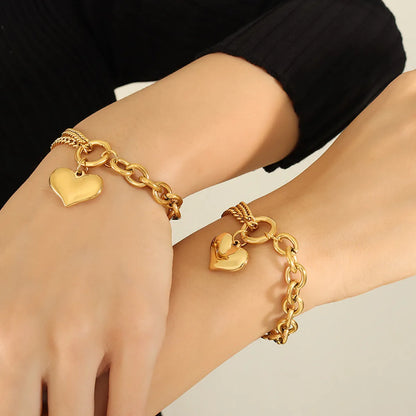 Fashion Heart Shape Titanium Steel Plating Bracelets