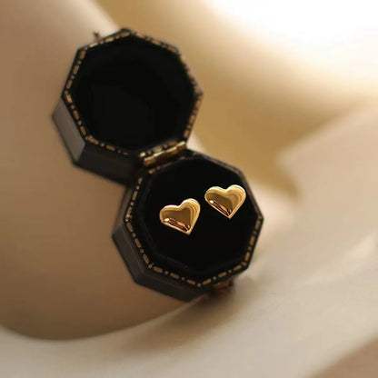 Fashion Heart Shape Titanium Steel Plating Ear Studs 1 Pair