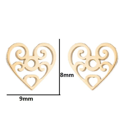 Fashion Heart Shape Titanium Steel Plating Ear Studs 1 Pair