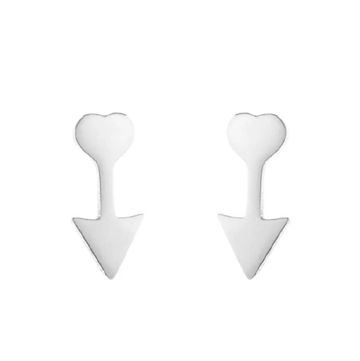 Fashion Heart Shape Titanium Steel Plating Ear Studs 1 Pair