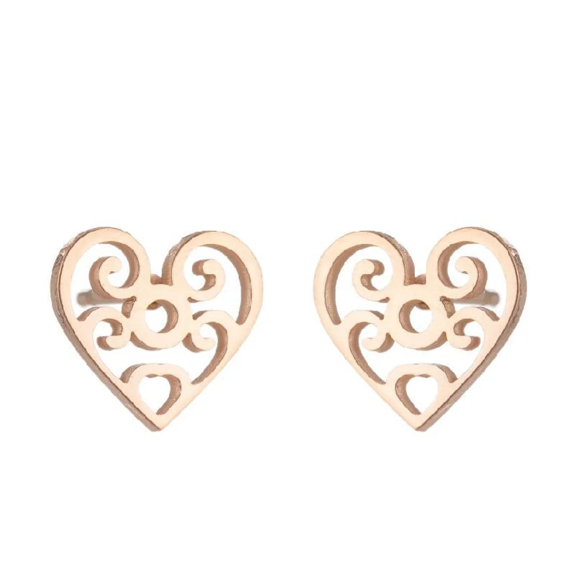 Fashion Heart Shape Titanium Steel Plating Ear Studs 1 Pair