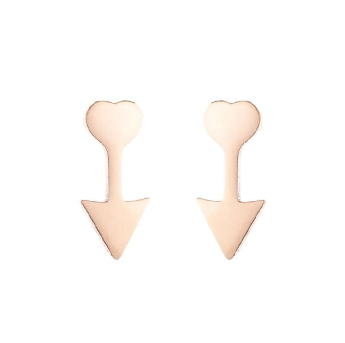 Fashion Heart Shape Titanium Steel Plating Ear Studs 1 Pair