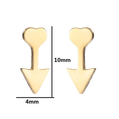 Fashion Heart Shape Titanium Steel Plating Ear Studs 1 Pair