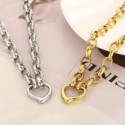 Fashion Heart Shape Titanium Steel Plating Hollow Out Bracelets Earrings Necklace