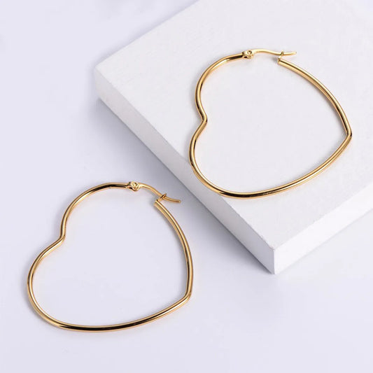 1 Pair Fashion Heart Shape Plating Titanium Steel Hoop Earrings