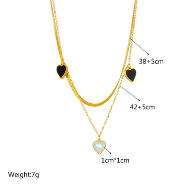 Fashion Heart Shape Titanium Steel Plating Layered Necklaces 1 Piece