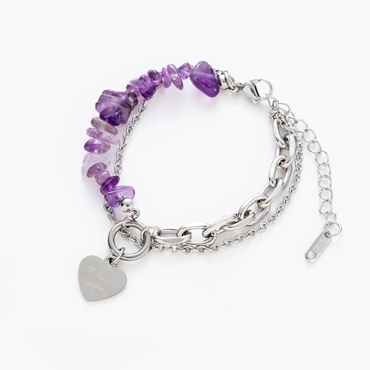 Fashion Heart Shape Titanium Steel Plating Natural Stone Bracelets