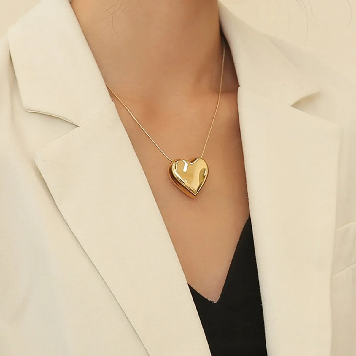 Fashion Heart Shape Titanium Steel Plating Necklace 1 Piece