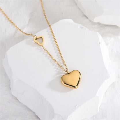 Fashion Heart Shape Titanium Steel Plating Pendant Necklace 1 Piece