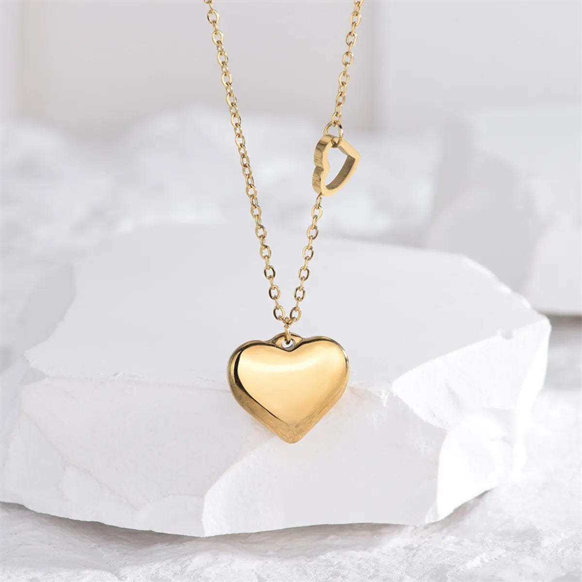 Fashion Heart Shape Titanium Steel Plating Pendant Necklace 1 Piece