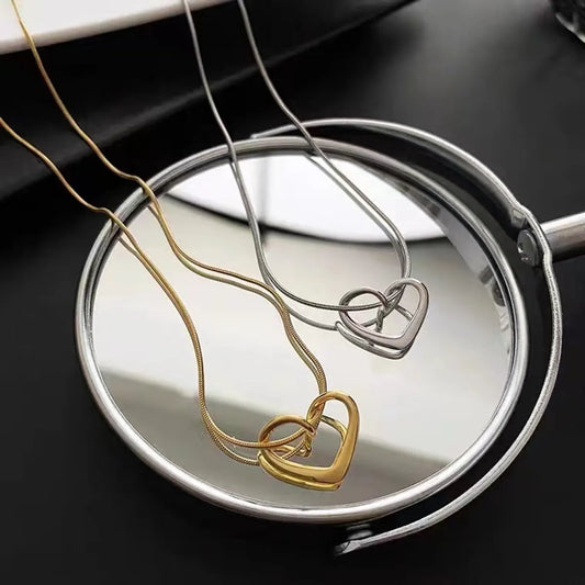 Fashion Heart Shape Titanium Steel Plating Pendant Necklace 1 Piece