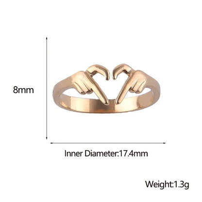 Fashion Heart Shape Titanium Steel Rings 1 Piece