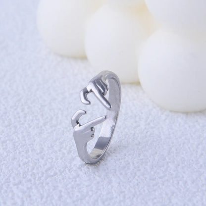 Fashion Heart Shape Titanium Steel Rings 1 Piece