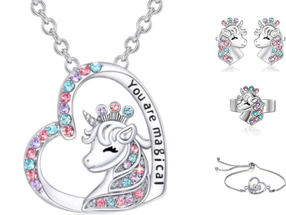 Fashion Heart Shape Unicorn Alloy Inlay Rhinestones Women's Bracelets Earrings Necklace