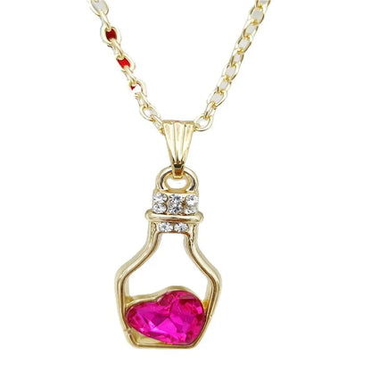 Fashion Heart Shape Wine Bottle Alloy Irregular Artificial Crystal Women'S Pendant Necklace 1 Piece