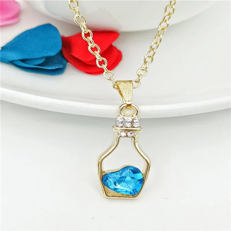 Fashion Heart Shape Wine Bottle Alloy Irregular Artificial Crystal Women'S Pendant Necklace 1 Piece