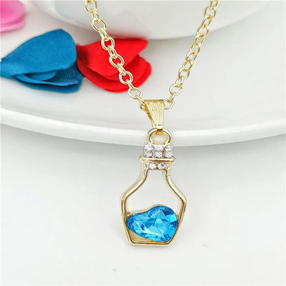 Fashion Heart Shape Wine Bottle Alloy Irregular Artificial Crystal Women'S Pendant Necklace 1 Piece