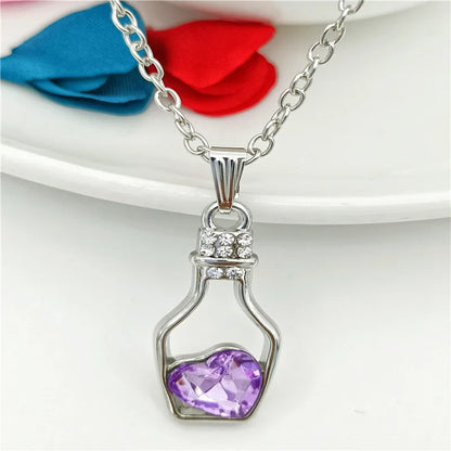 Fashion Heart Shape Wine Bottle Alloy Irregular Artificial Crystal Women'S Pendant Necklace 1 Piece