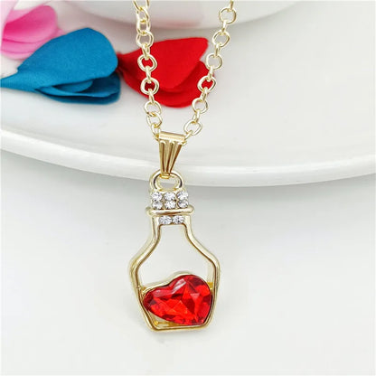 Fashion Heart Shape Wine Bottle Alloy Irregular Artificial Crystal Women'S Pendant Necklace 1 Piece