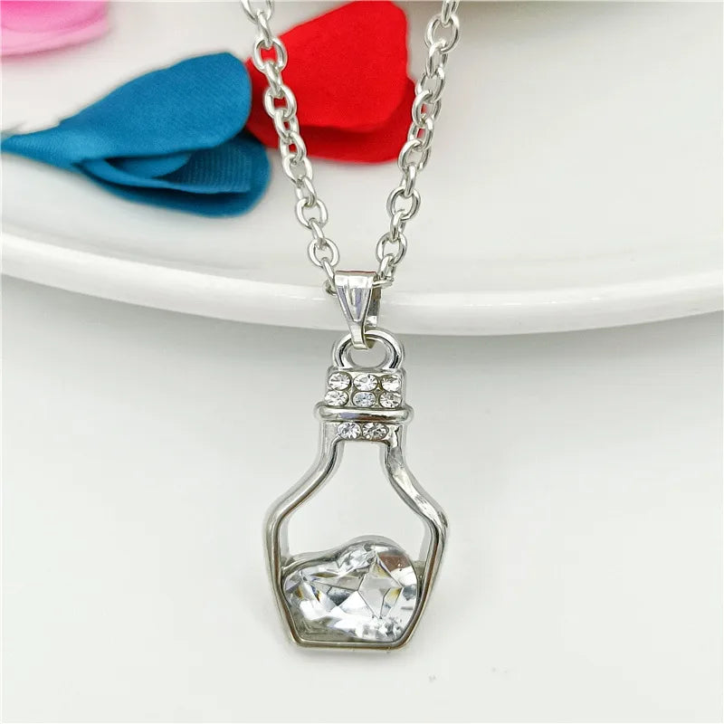 Fashion Heart Shape Wine Bottle Alloy Irregular Artificial Crystal Women'S Pendant Necklace 1 Piece