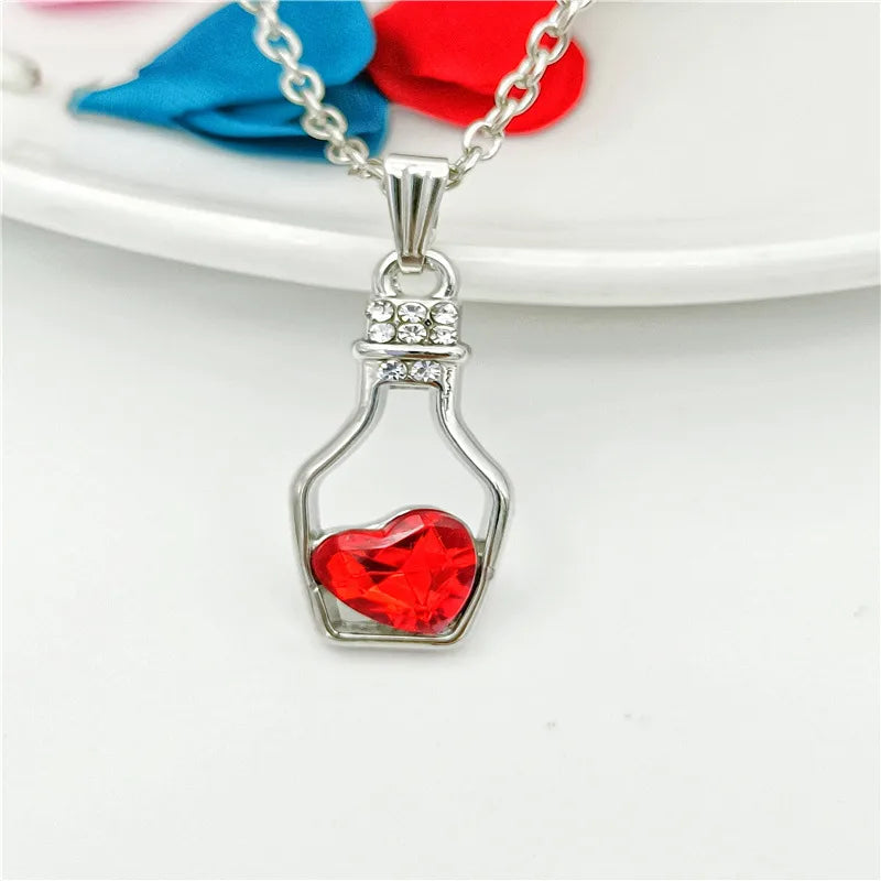 Fashion Heart Shape Wine Bottle Alloy Irregular Artificial Crystal Women'S Pendant Necklace 1 Piece