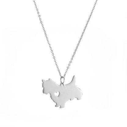 Fashion Heart Shaped Dog Shaped Stainless Steel Necklace