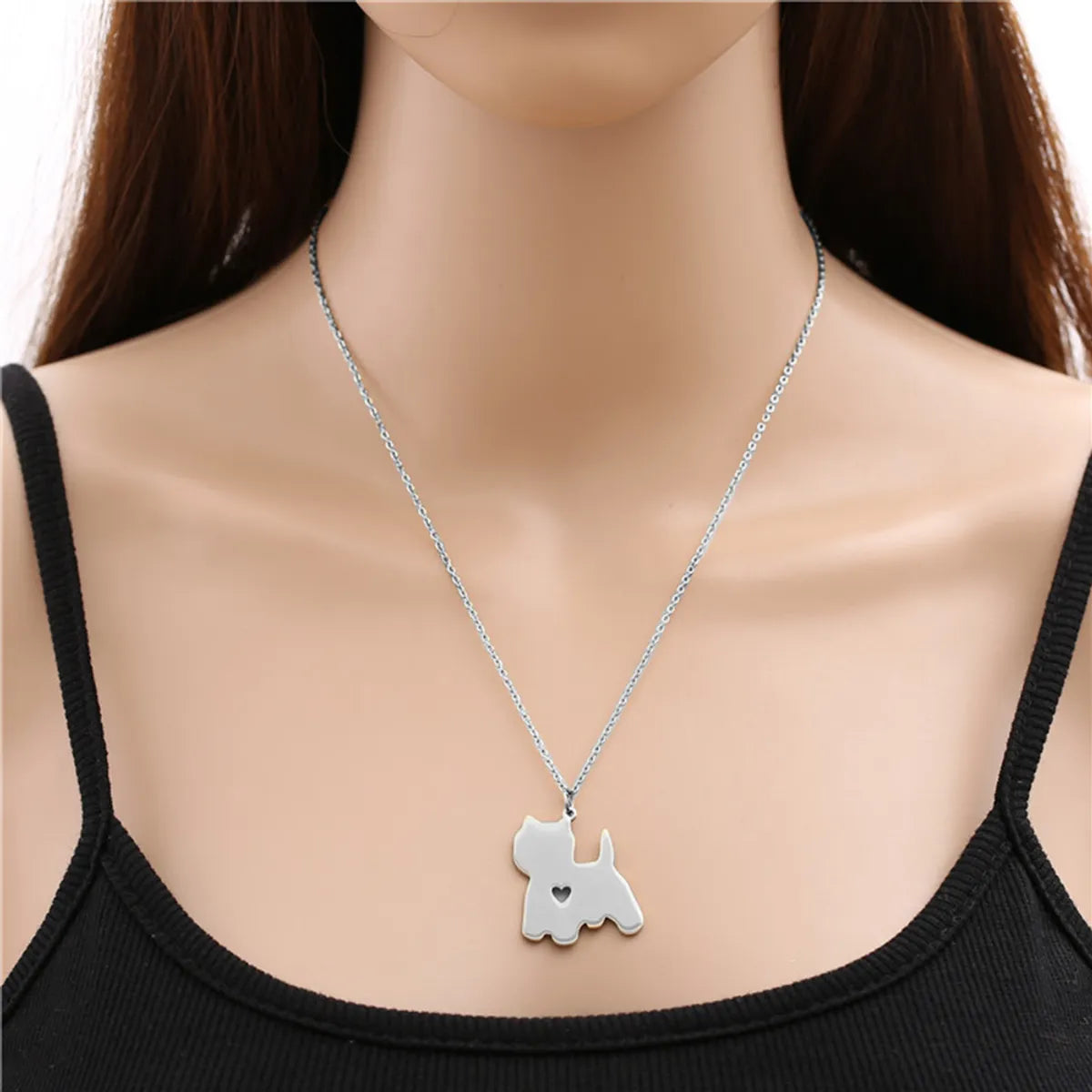 Fashion Heart Shaped Dog Shaped Stainless Steel Necklace