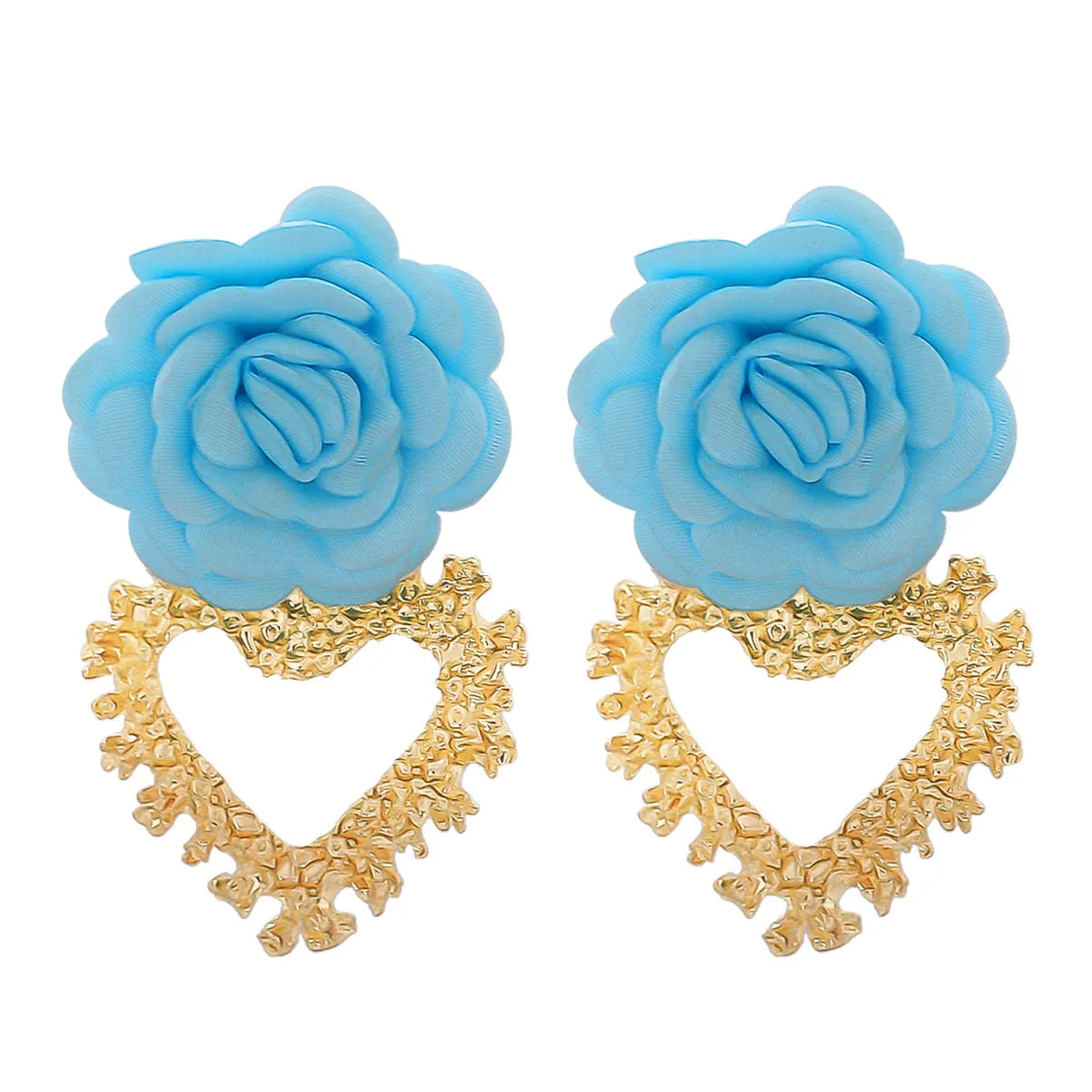 Fashion Heart-Shaped Flower Alloy Earrings Wholesale