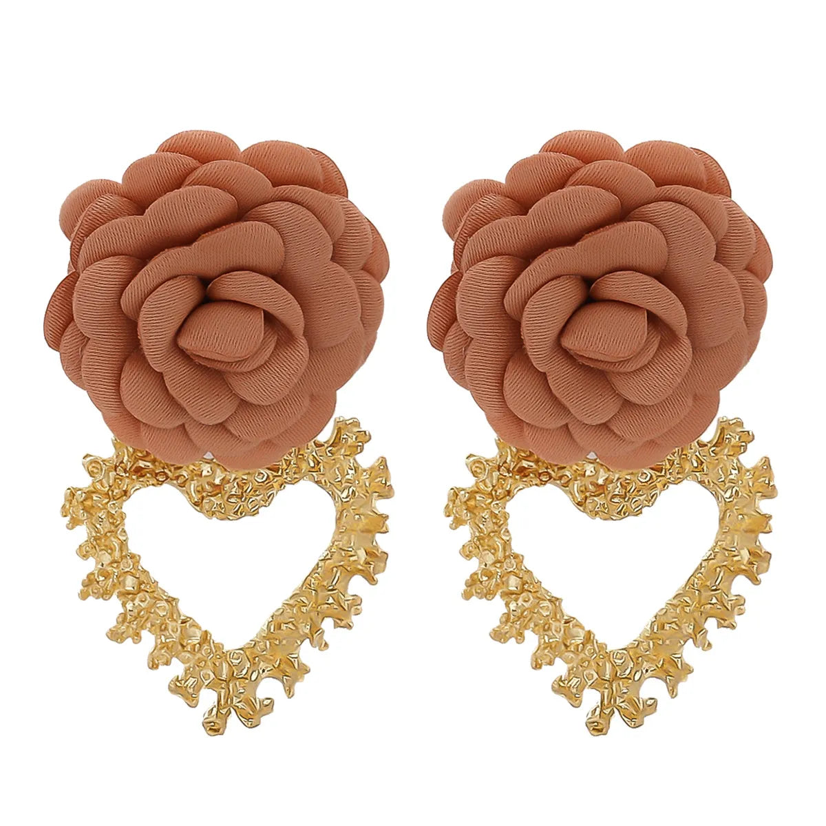 Fashion Heart-Shaped Flower Alloy Earrings Wholesale